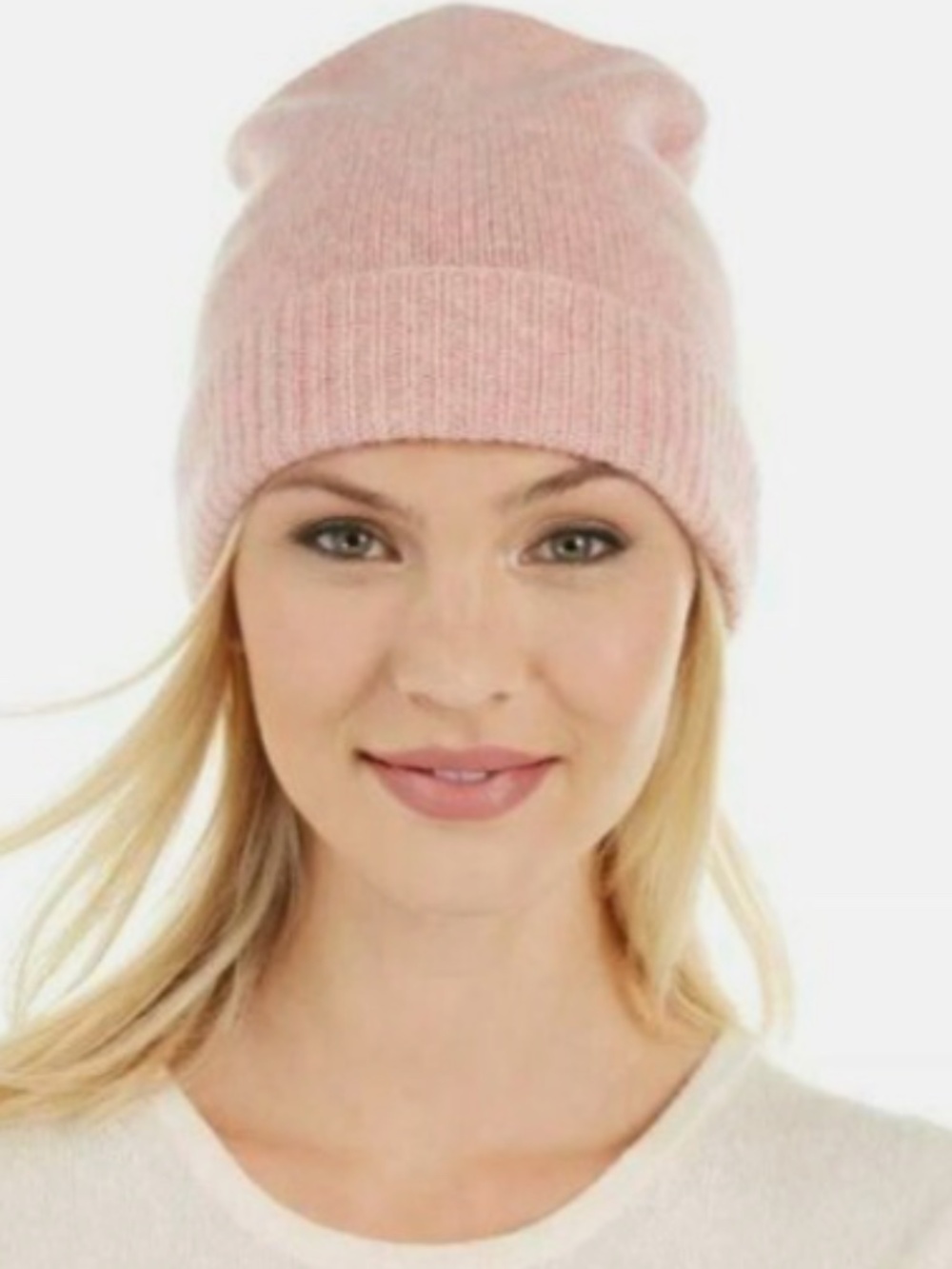 Women's Charter Club 100% Cashmere Cuffed Beanie Hat One Size OS Blush Pink